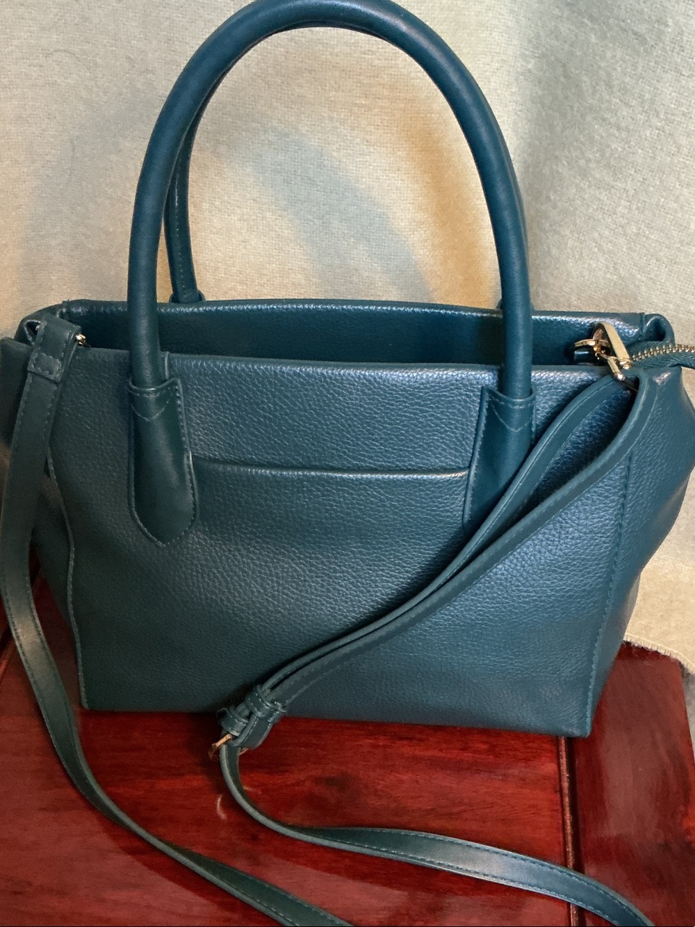 a new day Teal Pebbled Leather Shoulder Bag with Crossbody Strap